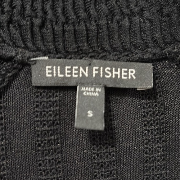 Eileen Fisher system silk Sheen Jacquard Black Stand Collar size Small - Picture 2 of 7